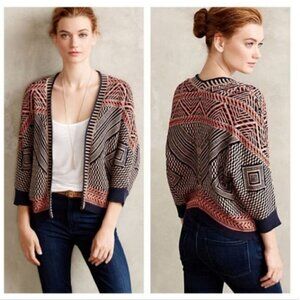 ANTHROPOLOGIE Moth South Western Cardigan Crochet Sweater Size Small @L1